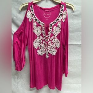 Ladies Cold Shoulder Beaded Top